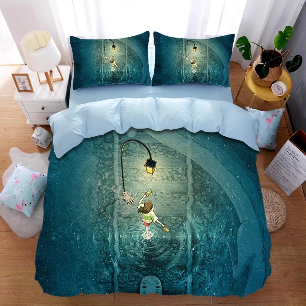 Comic Hayao Miyazaki, Mikrofaser Bettwäschesets, Kinderbettwäsche mit Reißverschluss Raumdeko Bettbezug für Jugendliche Erwachsene 3-teilig