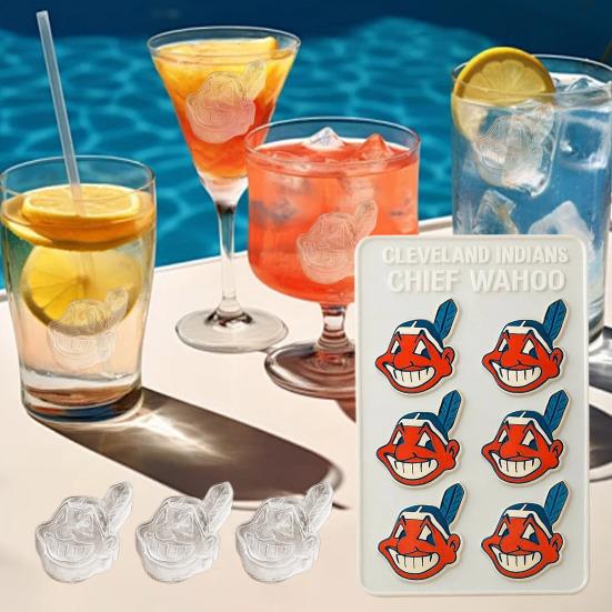 Ice Cube Mold 6-Cavity Silicone Tray Fun Indian Chief Design Beverage Ice Maker for Whiskey Tea Coffee