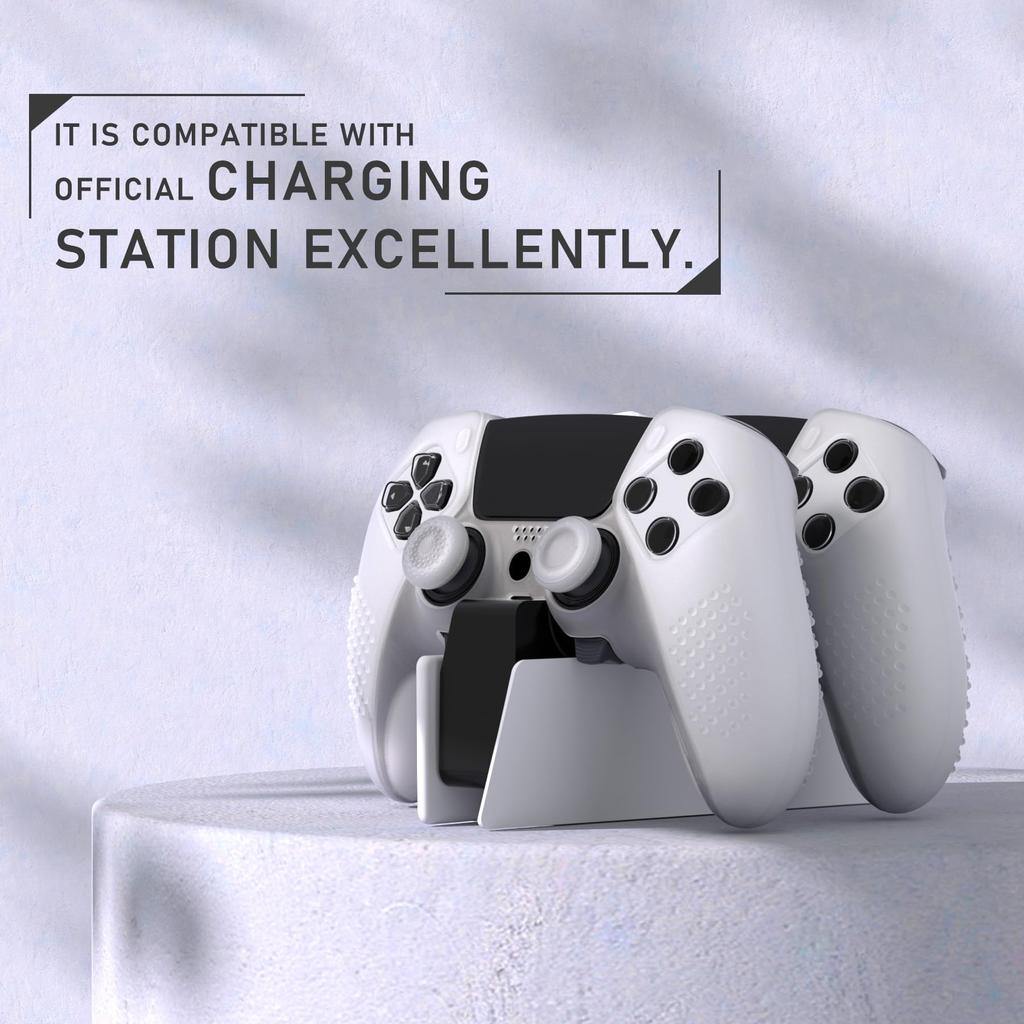 PlayVital PS5 Edge Controller Silicone Cover Soft Rubber Protector Skin with Thumb Grip Cap 3D Stud Edition Stud Edition Non-Slip Case, - [3D -