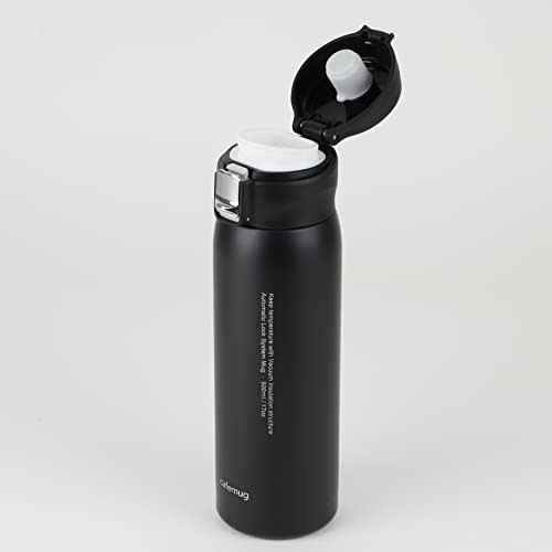 PEARL METAL HB-4759 Matte Black 500ml Lightweight One-Touch Mug, Cafe Mug Porter