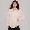 2026 French Style Elegant Lace-Up Cinched-Waist Long-Sleeve Shirt for Spring/Autumn