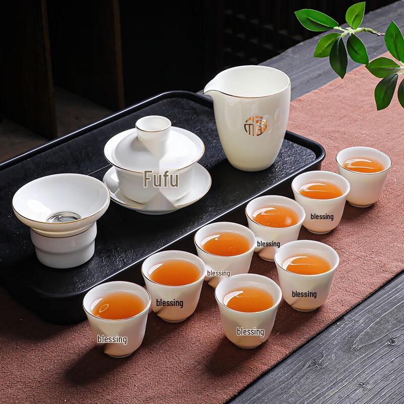 Naijiang Light Luxury White Porcelain Kung Fu Tea Set