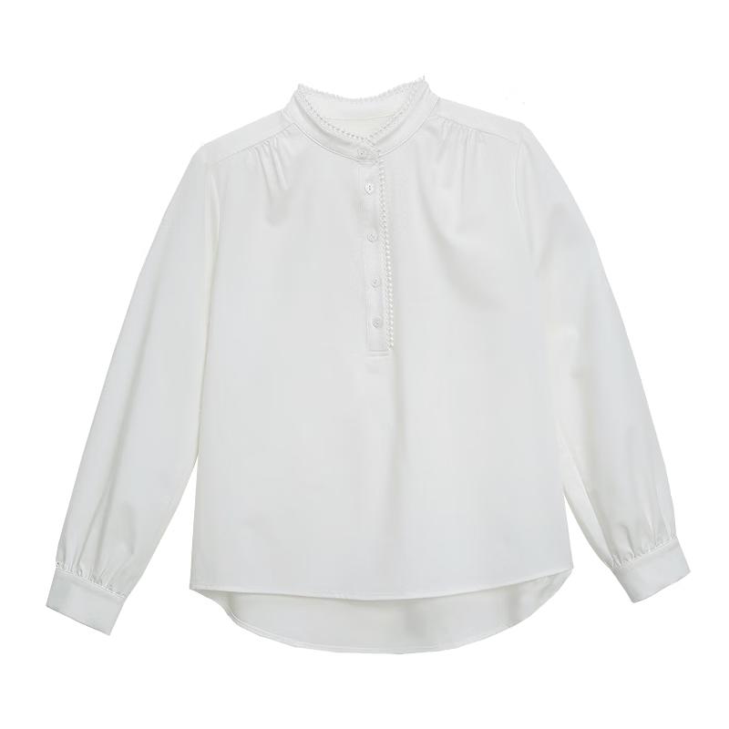 Betu Women s Elegant Lace-Trimmed Long Sleeve Blouse L