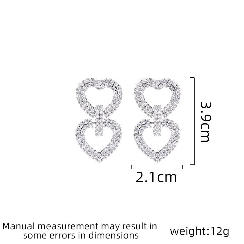 Ladies Light Luxury Design Double layered Love Earrings Elegant Fashionable Versatile and Unique Design Sense Earrings