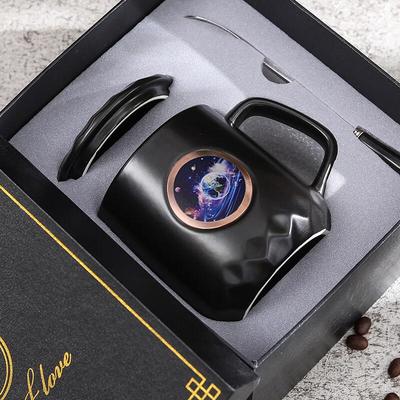 Sternenhimmel Keramiktasse mit Deckel und Löffel