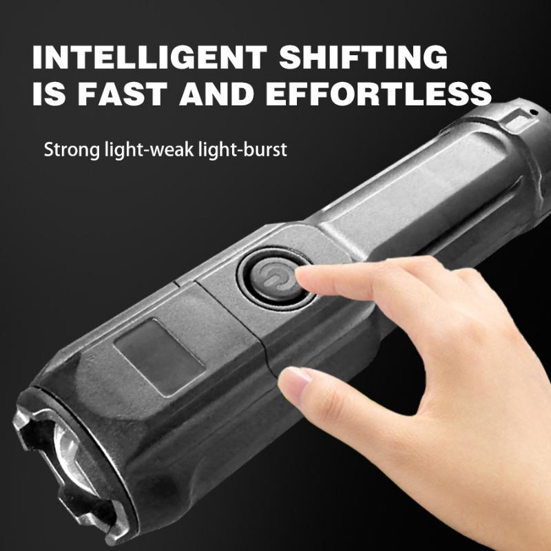 1PC Outdoor Multifunctional Strong Light Zoom Flashlight Portable Home Mini USB Rechargeable Flashlight