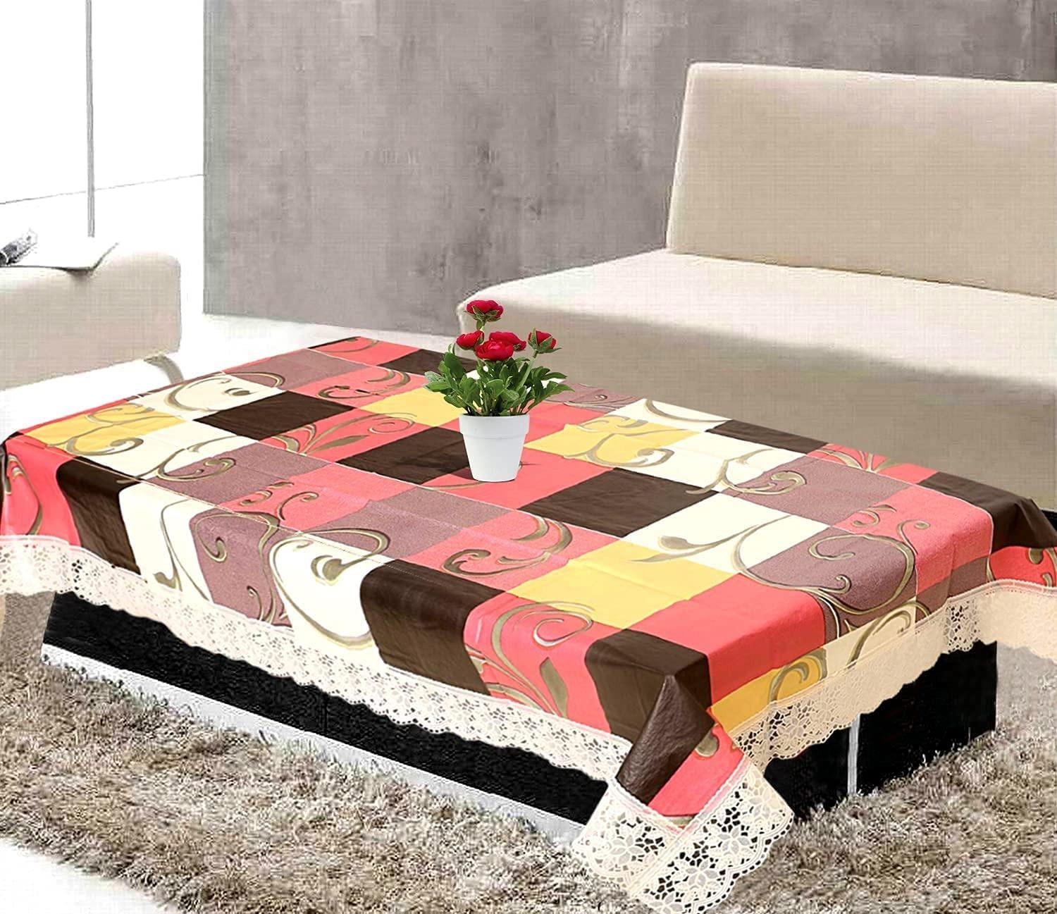 

Floral PVC 2-4 Seater Centre Table Cover Rectangle Shape (40x60-inches, Cream)-Printed 40x60-inches