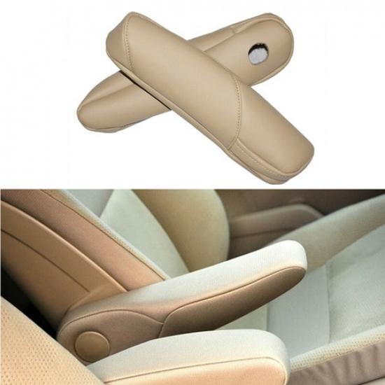 2 Pieces Beige Leather Car Seat Armrest Cover Pad For Honda CRV 07 08 09 Beige