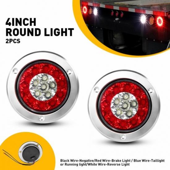 4-дюймовые Красные+Белые 16-светодиодные Круглые Стоп-сигналы, Поворотники, Габаритные огни, Стоп-сигналы для Грузовика/Прицепа, ШТ