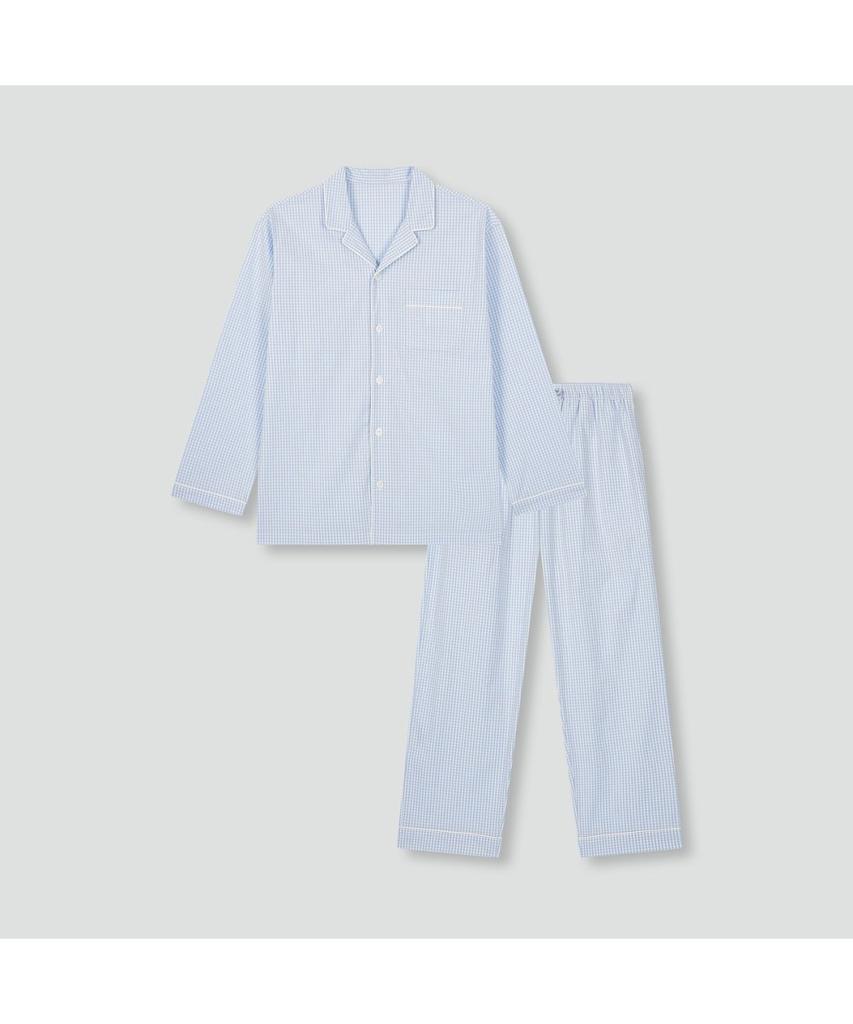 Jaju Men'S Cotton Stretch Length Pajama Set_Light Blue