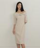 Lucirju One-Shoulder Ribbon Drape Dress (Beige)