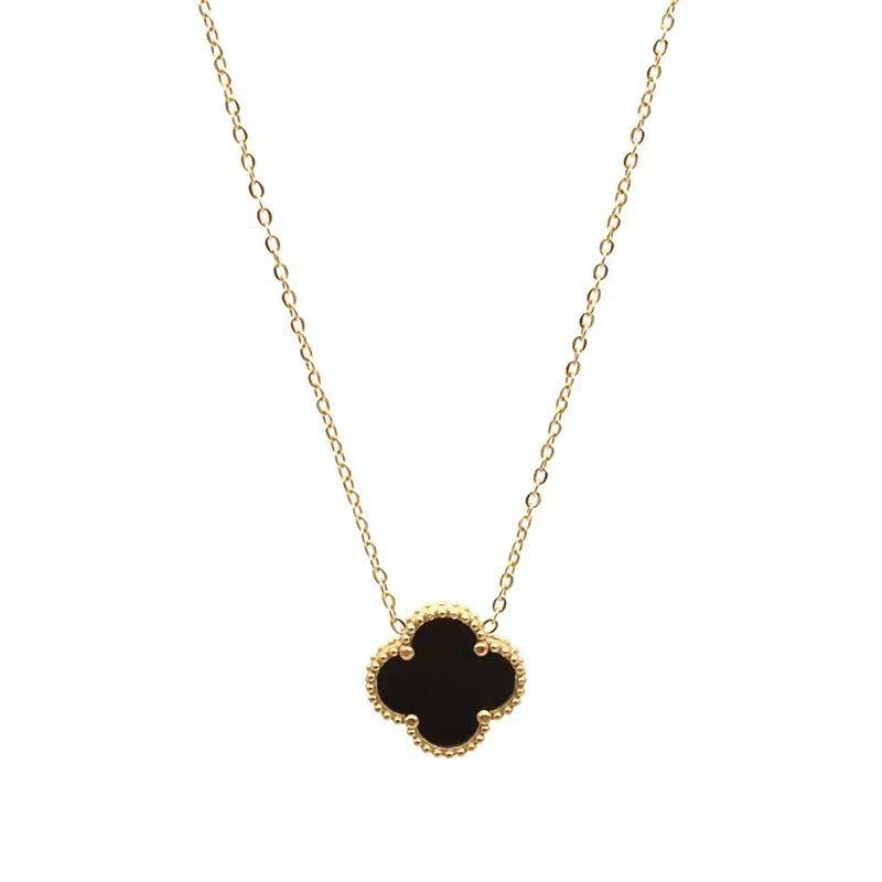 High-Quality Stainless Steel Four-Leaf Clover Necklace - Fashionable Light Luxury Women's Clavicle Chain, 15MM Charm