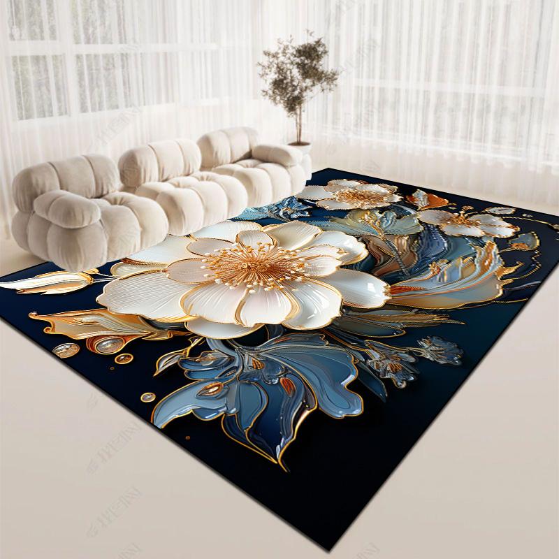 Modern Light Luxury Carpets Flower 3D Rug for Bedroom Large Floor Mat Living Room Sofa Non-slip Carpet Washable Lounge Study Rug