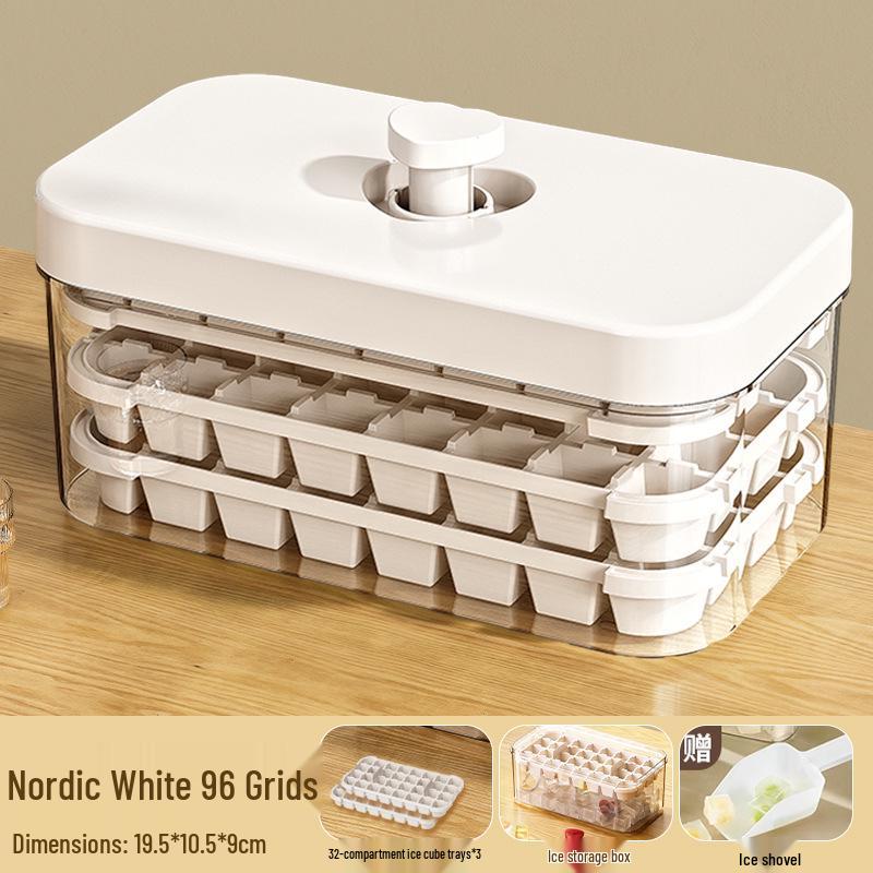 Press-Type Ice Cube Tray: Large Capacity, Food-Grade Quick Freezing Box for Home Refrigerators