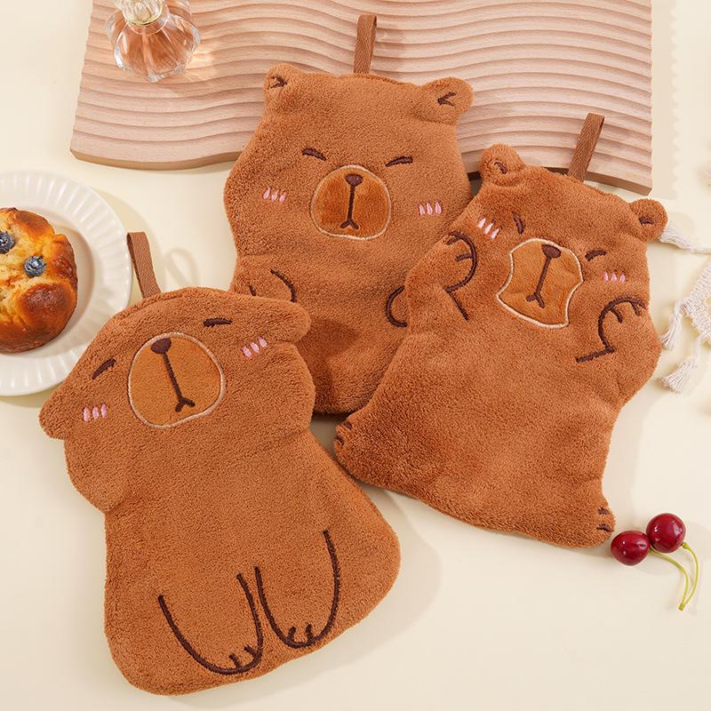 Capybara Cartoon Quick-Dry Absorbent Hand Towel for Kitchen & Bathroom