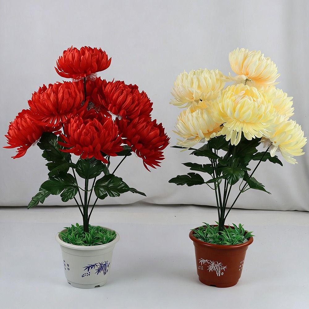 7Head Artificial Flower DIY Flower Silk Chrysanthemum Bouquet Worship Supplies Floral Arrangement Flowers Bouquet