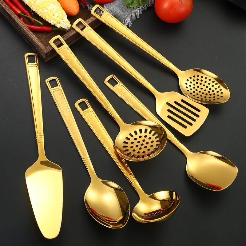 Sada nerezového kuchyňského nádobí Zesílená světle potištěná nemagnetická polévková lžíce obracečka a lžíce na smažení
