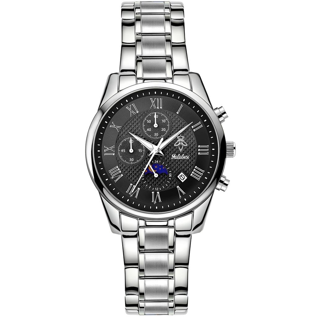 Yalalusi Luxury Gold Shell Roman Scale Multi-Function Men'S Watch, Three-Eye Chronograph Waterproof Business Watch