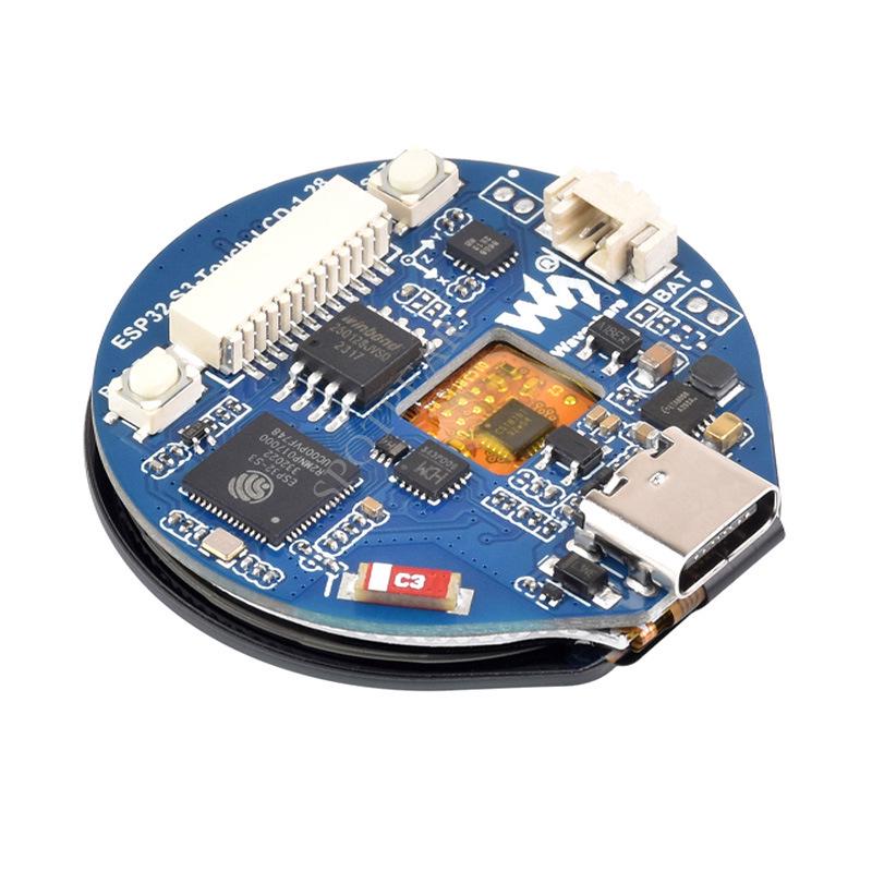 Placă de dezvoltare ESP32-S3 cu ecran tactil circular de 1,28 inch, cu accelerometru și giroscop.