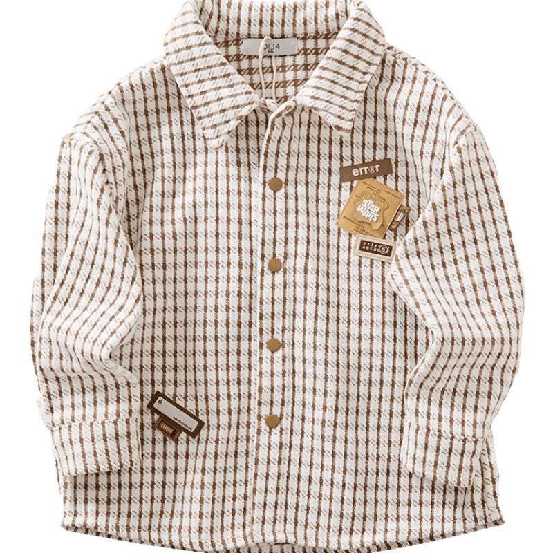 Boys Spring Autumn Thin Shirt Jacket Medium Large Kids Long Sleeve Collar Cardigan Top