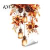 Autumn Theme Party Supplies Fall Thanksgiving Static Window Clings, Pumpkin Maple Leaf Floral Glass Reusable Stickers Decals, Removable Harvest Season