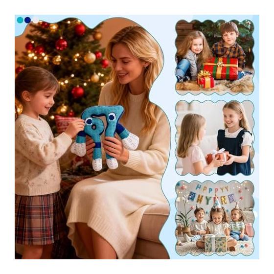 Bed Pillow Steal the Brain Lot 25cm Plush Hugging Pillow Brain Rot Toy Cute Soothing PP Cotton Game Toy Birthday Gift Halloween Gift (Blue +