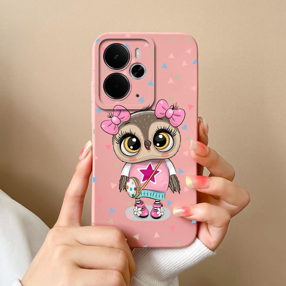 Cover Cases For Oppo Realme C75x 14X 14 14T Narzo 10 30 60 P3 A5 Pro Cute Cartoon Kitten Owl Patterns Liquid Silicone Dustproof Housing For Oppo Shell