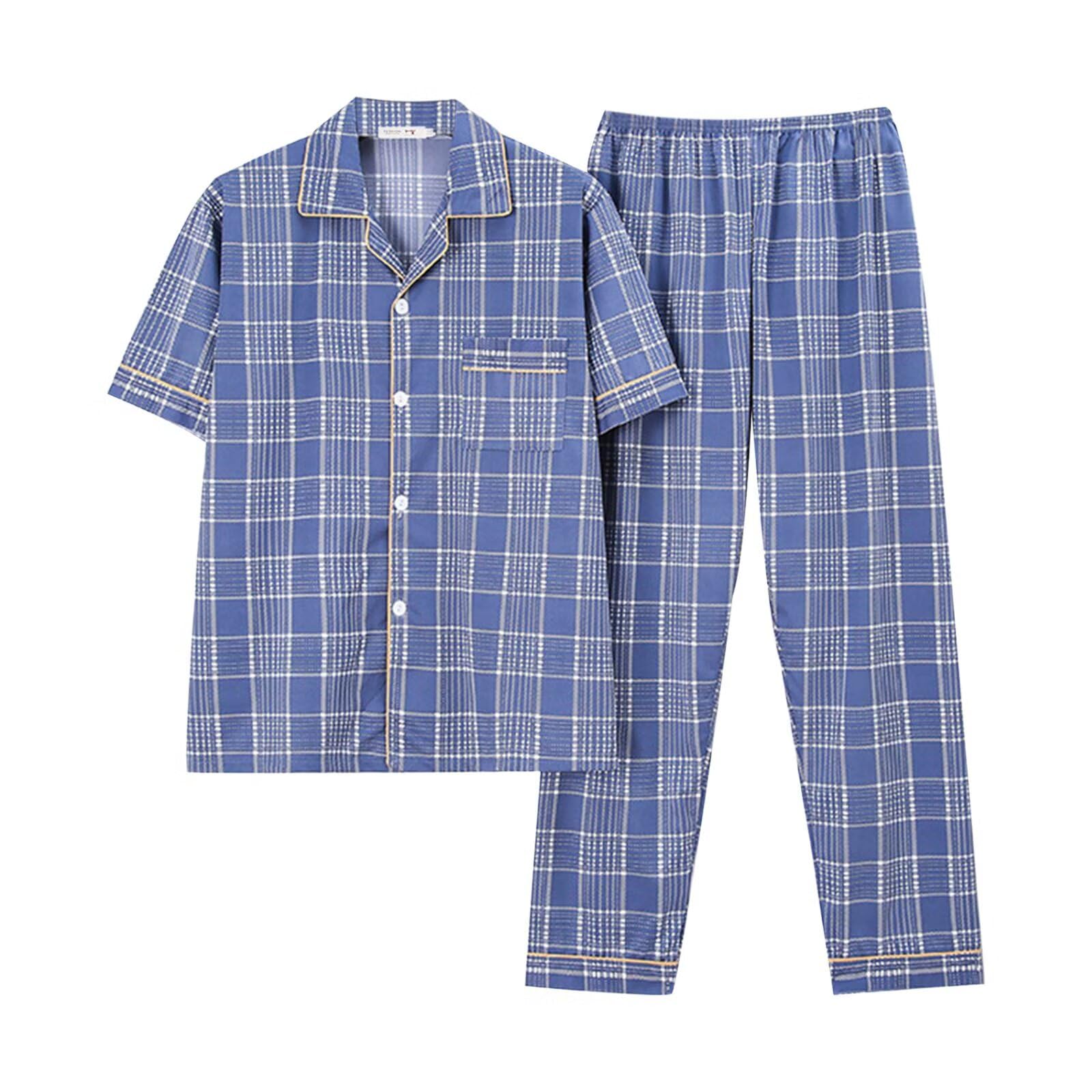 

HEWEAYTA Пижама с коротким рукавом Летняя домашняя одежда Топ и размеры Легкий размер Мужской с открытым передом - Комплект, Низ, L-5XL, Влагоотводящий, Дышащий,