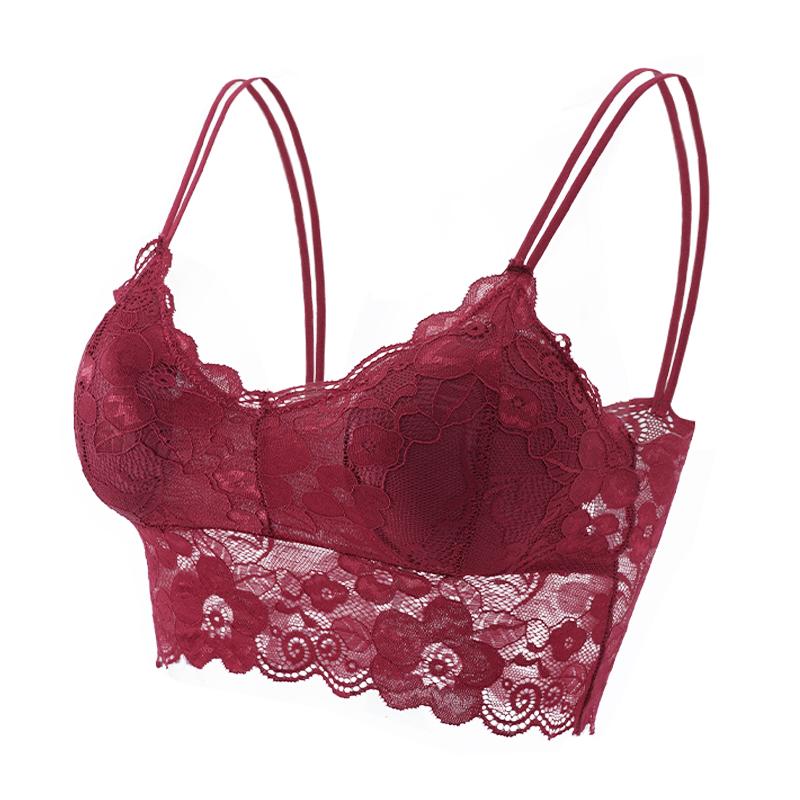 ECMLN L-XL Summer Outer Wear Fashion Women's Lace Bra Women's Top Casual Comfortable Wrap Bra