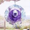 Classic Purple Polar Bear Wind Chime Outdoor Hanging Decor 2D Kinetic Ornament Christmas Thanksgiving Gift for Home Garden Patio