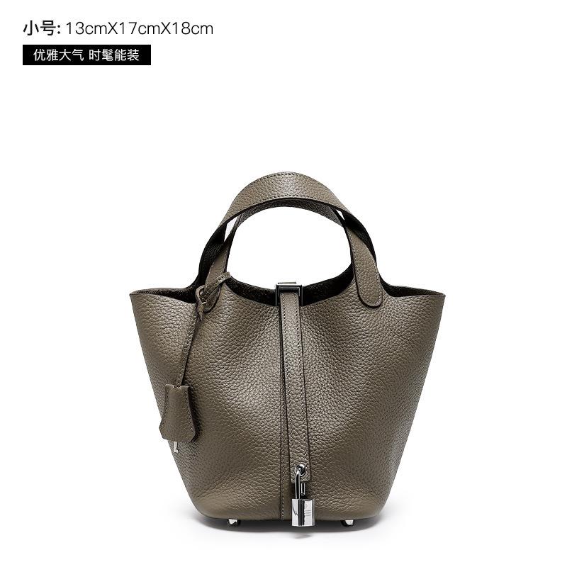 2025 Genuine Leather Women's Bag, New Top Layer Cowhide Handbag, Mother-Daughter Bag, Bucket Bag, Trendy Women's Bag