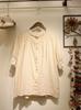 Tree Linli 1116 Summer New Women's Crew Neck Japanese Short Sleeve Top Cardigan Mori Women's Single-breasted