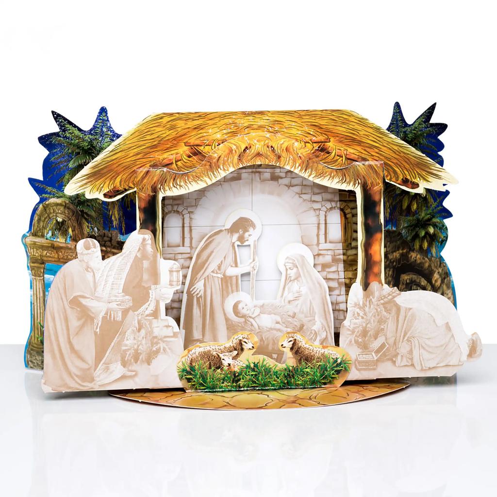 A Paper Version of the Christmas Nativity Scene for Self-assembly