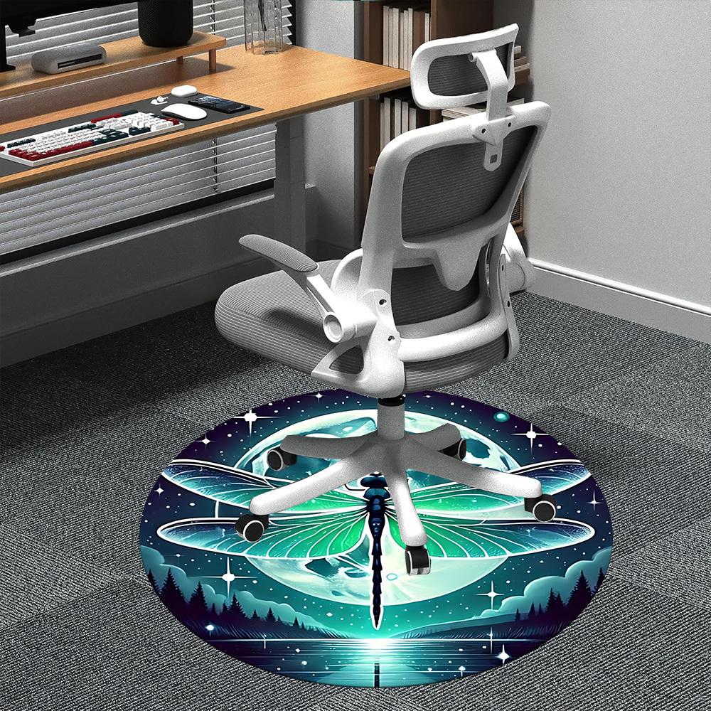 

1pc Moonlit Dragonfly Office Round Area Rug, Indoor Mat Suitable ForOffice, Under Office Chairs Bedroom Living Room Home Decor, D152 80cm by 80cm