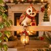 Office Desk Ornament Christmas Owl Figurine with LED Lantern, Resin Decorative Animal Sculpture, Unique Tabletop Craft Holiday for Living Room Bedroom