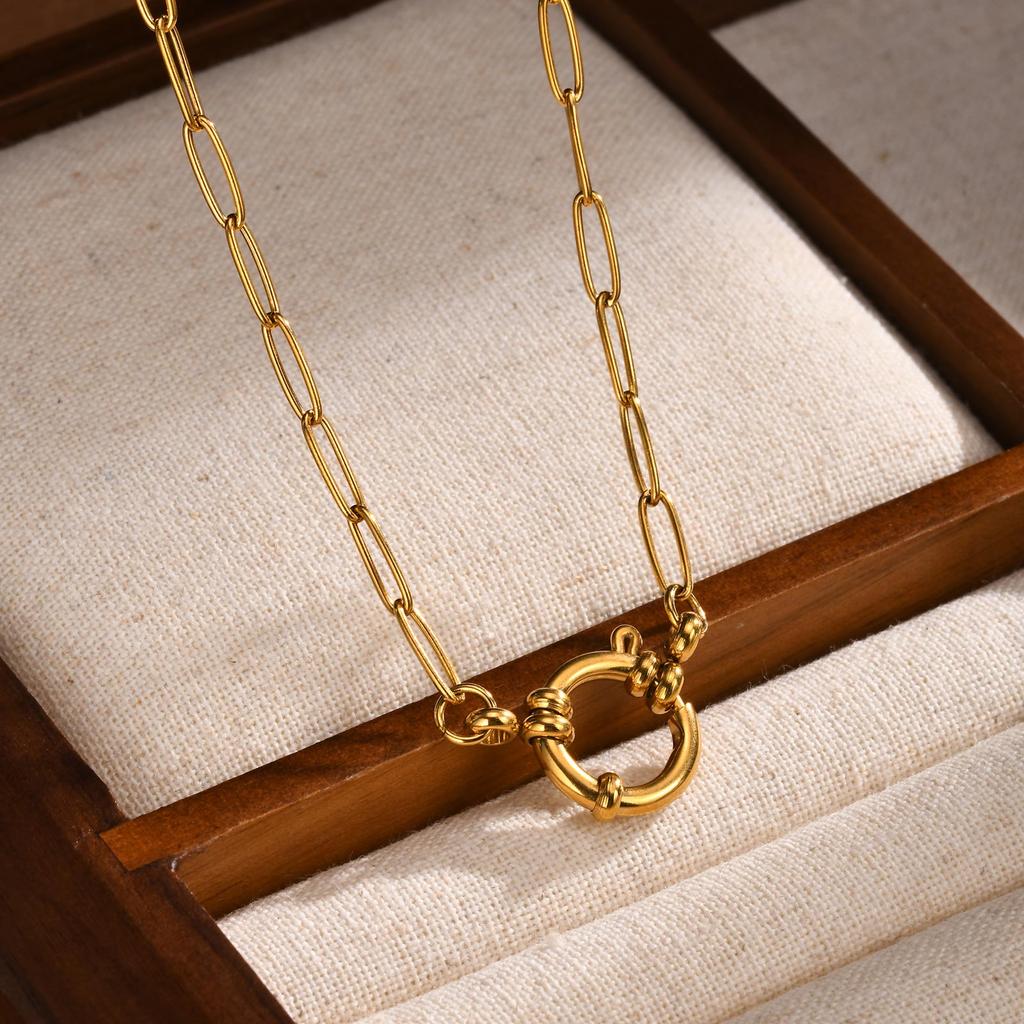 Exquisite Rectangular Chain Necklace for Women,Stainless Steel Bubble Buckle Necklaces,Fashion Jewelry Gifts