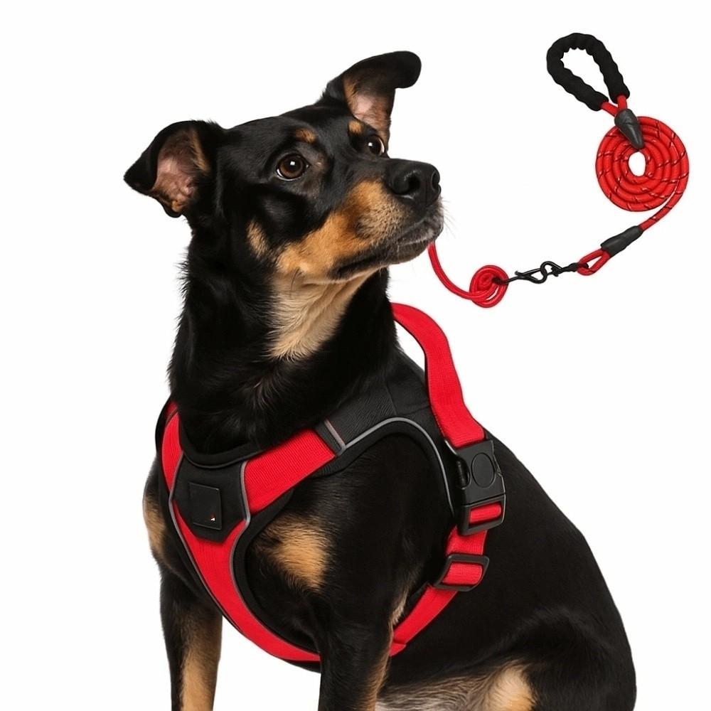 Durable Multi-Point Adjustment Anti-Pull Dog Harness Reflective Breathable Dog Chest Strap Comfortable Dog Leash Pet Dogs