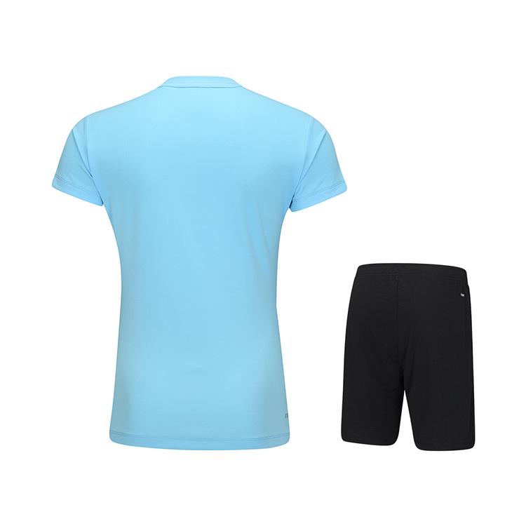 Li-Ning Gradient V-Neck Comfortable Short Sleeve Drawstring Elastic Waist Quick-Dry Sports Shorts Set Women sets AATV014-5