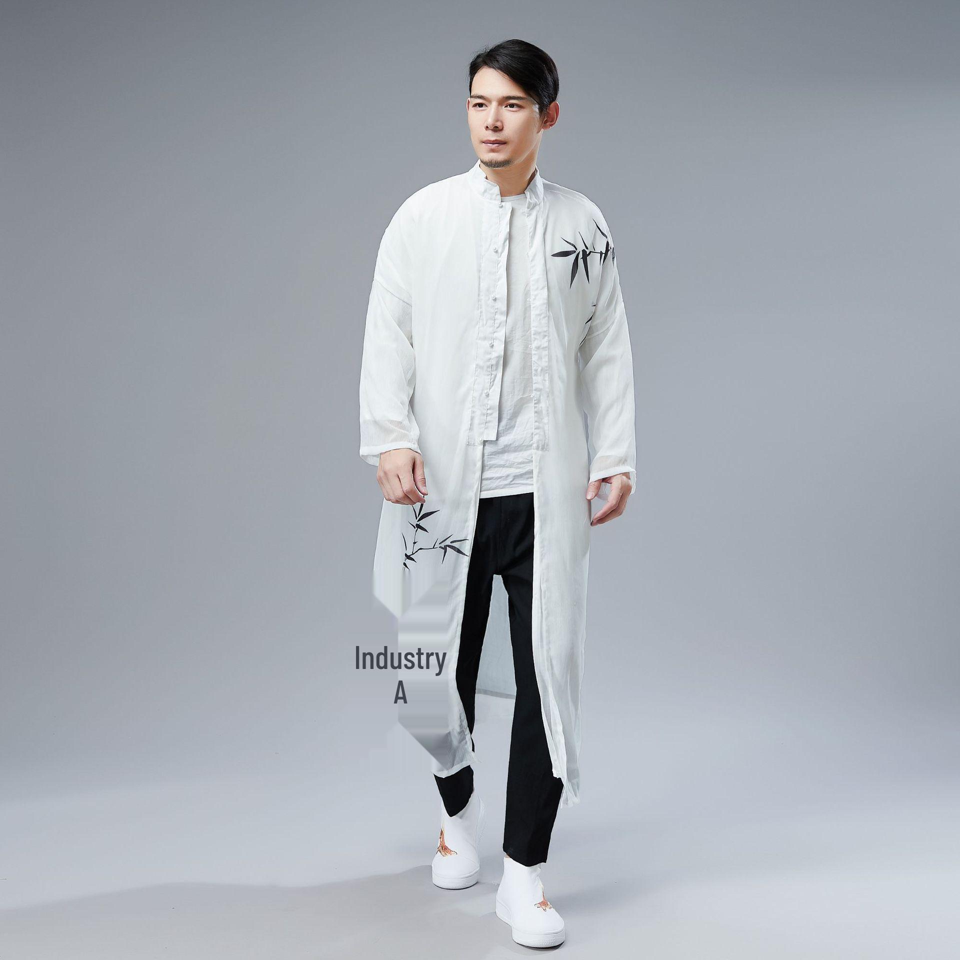 

Мужская ретро-рубашка в китайском стиле, приталенного кроя, из шифона, с защитой от солнца Extra Large белый