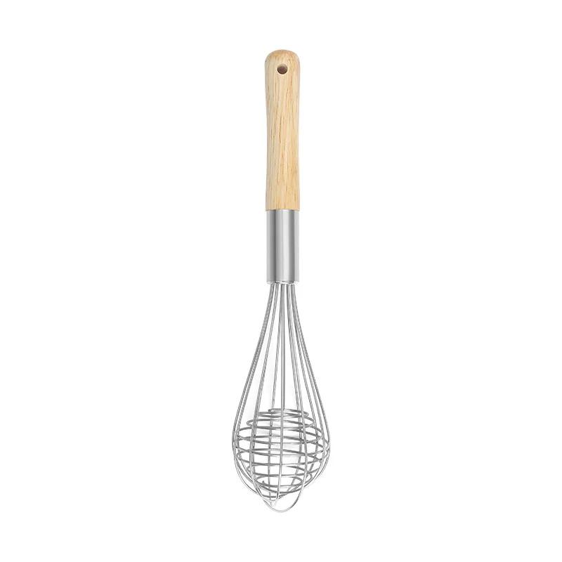 

1pcs Stainless steel Eggbeater Cream Mixer Spin Stirrer Egg Whisk Manual Wood Handle Knead Dough Rotary Eggbeater Stiring Stick