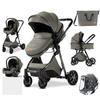3-in-1 Baby Stroller Combined Car Seat Bassinet Adjustable Diaper Bag High Quality Grey Stroller