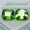 CERTIFIED 16.12 Ct Natural Peridot Emerald Cut Loose Gemstone PAIR For Jewelry