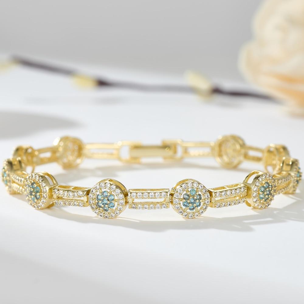 14K Gold Plated Fashion Tennis Bracelet 8mm Round Full Zircon Bracelets for Women
