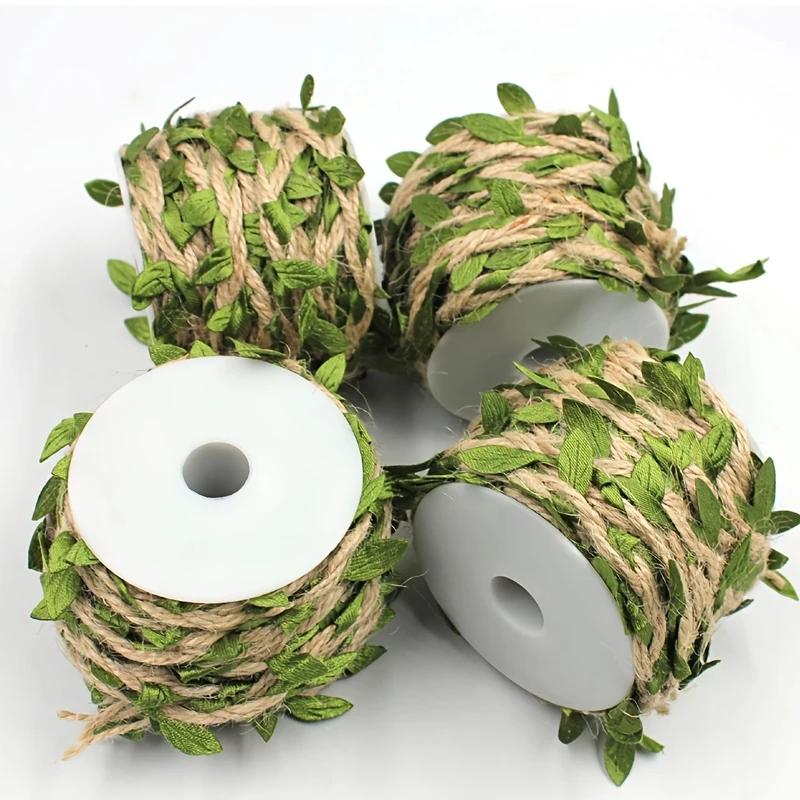 Simulated Green Leaf Hemp Rope for Home Decoration Pastoral Forest Hemp Rope Packaging Rope DIY Simulation Decoration Rattan