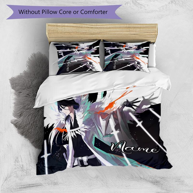 3pcs Custom Name Byakuya Kuchiki Bedding Set Duvet Cover Closure Includes 1 Duvet Cover & 2 Pillowcases for All Seasons Bedroom Decor