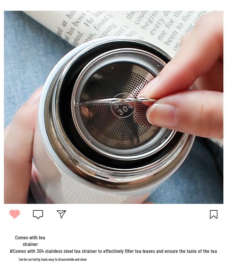 Трендова ізольована чашка для води з нержавіючої сталі з кришкою під дерево – Стильна корейська чашка для чаю для чоловіків, жінок, пар та студентів