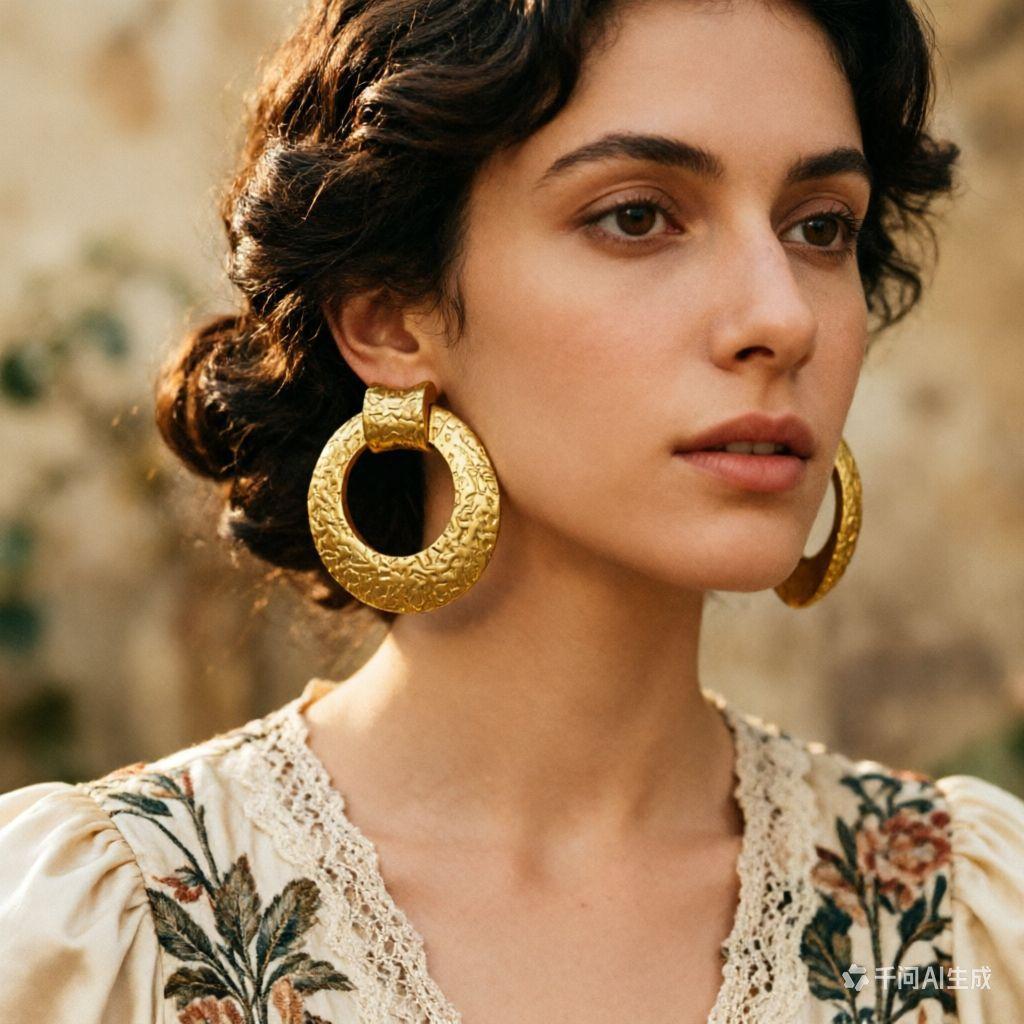 Geometric circular design alloy vintage heavy industry women's matte exaggerated earrings vacation style earrings