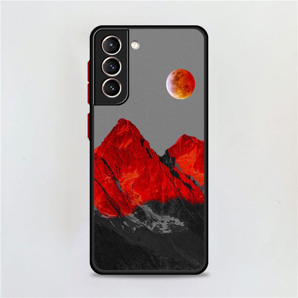 Aesthetic Snow Mountain Matte Case For Samsung Galaxy S22 S20 S21 FE S10 S9 Plus S8 Capa Note 20 Ultra 10 Lite Phone Fundas