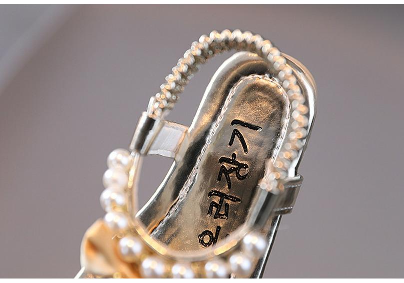 2023 Summer Korean Style Soft Sole Non-Slip Beaded Princess Sandals for Girls