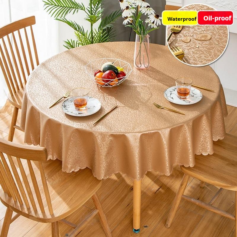 Wasserdichte, ölfeste, verbrühsichere und waschfreie Tischdecke für Hotel und Restaurant Haushalt Rund Großer runder Tisch